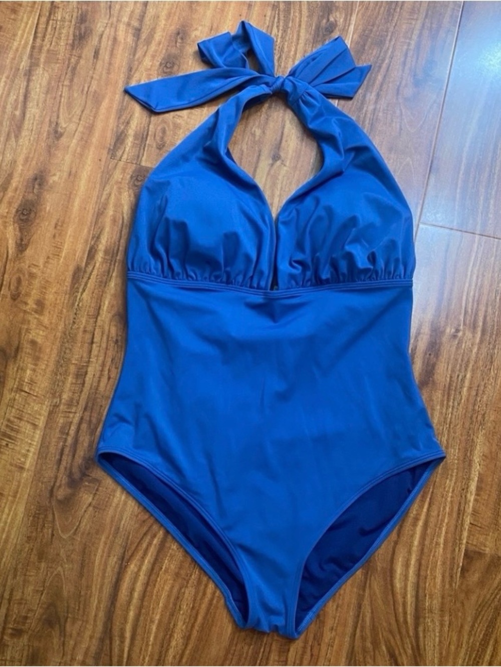 Boden Women Blue Padded Halter One Piece Swimsuit Size 14 Beach Tropical Coastal